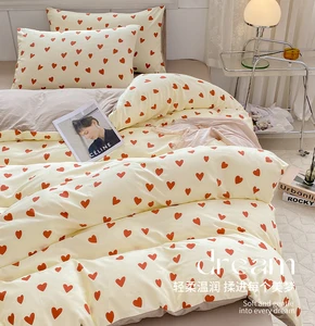 Hot Sale High GSM Heart Shape Pattern king Size Duvet Coer Set
