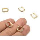 Hoop Brass Brass Dainty Hoop Earring - Huggie Hoop Earrings With Multicolored Zircons - 14.07x11.06x2.68mm Gold Plated Brass Square Hoop Earrings