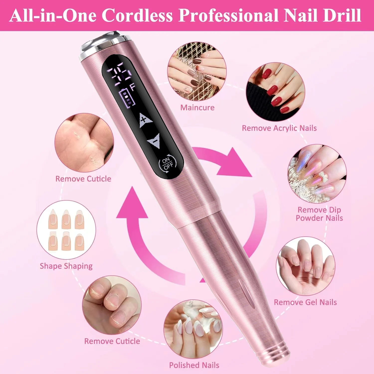 2024 New Touch Screen Electric Portable Household Handheld Nail Polishing Pen 35000 RPM Nail Drill Pen
