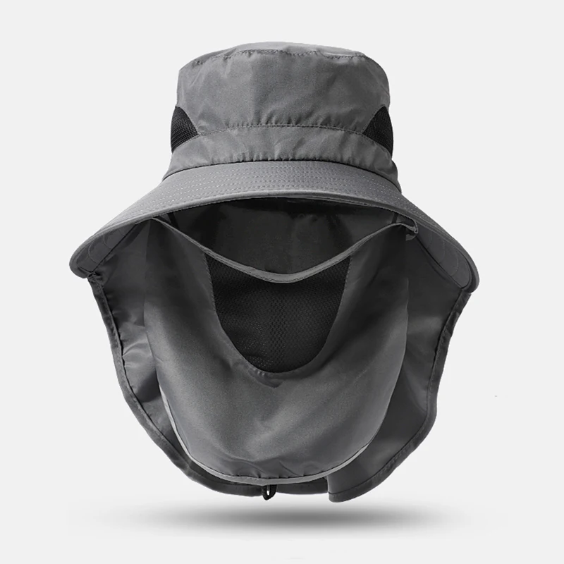 Mens Outdoor Upf 50+ Sun Protection Face Cover Cap Wide Brim Custom