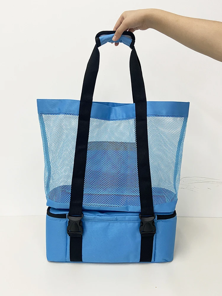 Large Capacity Waterproof Summer Mesh Tote Bag Beach Cooler Bag With