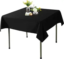 Black Table Cloth for Medium Square Washable Fabric for Buffet Dinner Wedding Baby Shower