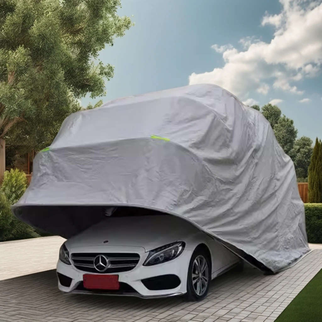 Carport Pieghevole In Acciaio Inox 5,5x2,5x2,3m – Tettoia Semiautomatica Per Auto, Resiste A Vento E Neve