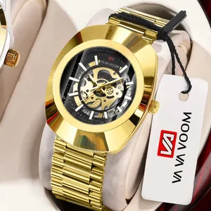 Stainless Steel Calendar Chronometry Quartz Watch Hollowed Out Luminous Waterproof Business Wristwatch
