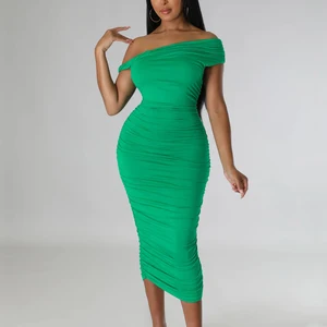 2026 Womens Dress Elegant Short Sleeve Ruched Maxi Bodycon Short Evening Dresses Ball Gown