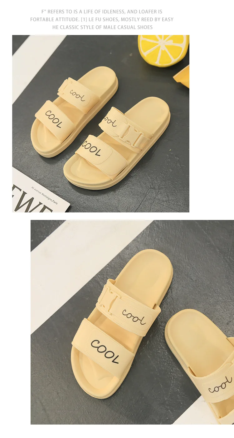 Women's Slippers Summer 2023 New Metal Letter Mosch Versatile Fashion Flat  Sandals Beach Slippers