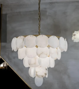 ECOJAS Hotel Villa Living Room Alabaster Copper Chandelier New Modern Design Lighting