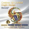 Insignia de águila de cristal personalizada con incrustaciones de diamantes de imitación, artesanía de metal 3D