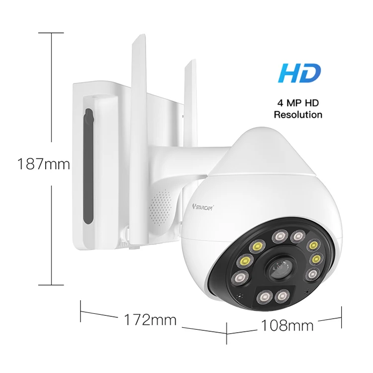 Vstarcam CS69Q 4MP Full HD Wifi PTZ Camera Color Night Surveillance Camera Smart Sound Light Alarm IP Black Camera Security