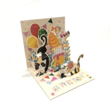 Manufacture Best Sell 3D Pop Up Handmade Glitter Birthday Card With Custom Logo