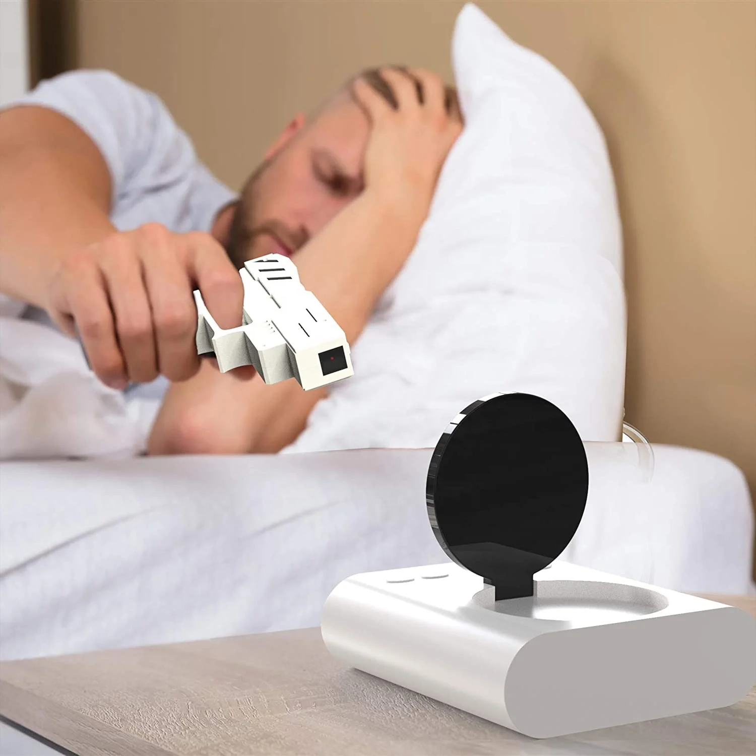 Gun Shooting Target Alarm Clock Infrared Laser Projector Desk LED Digital Display Funny Alarm Clock Creative Student Child Gift