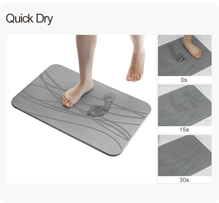 Diatomaceous Earth Bath Mat Diatomite Stone Bath Mat Fast Water Drying