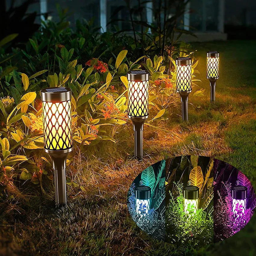 2022 New Design Solar led Garden Light colorful Outdoor Waterproof Decoration landscape pathway yard light lawn lamp