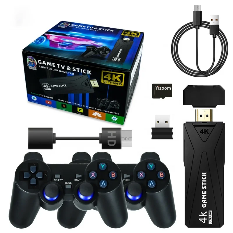 U8 Y3 4K TV Fire Stick Mini Console Classic Retro TV Video Game Player with  Wireless Gamepad Wi-Fi Communication 3D Games