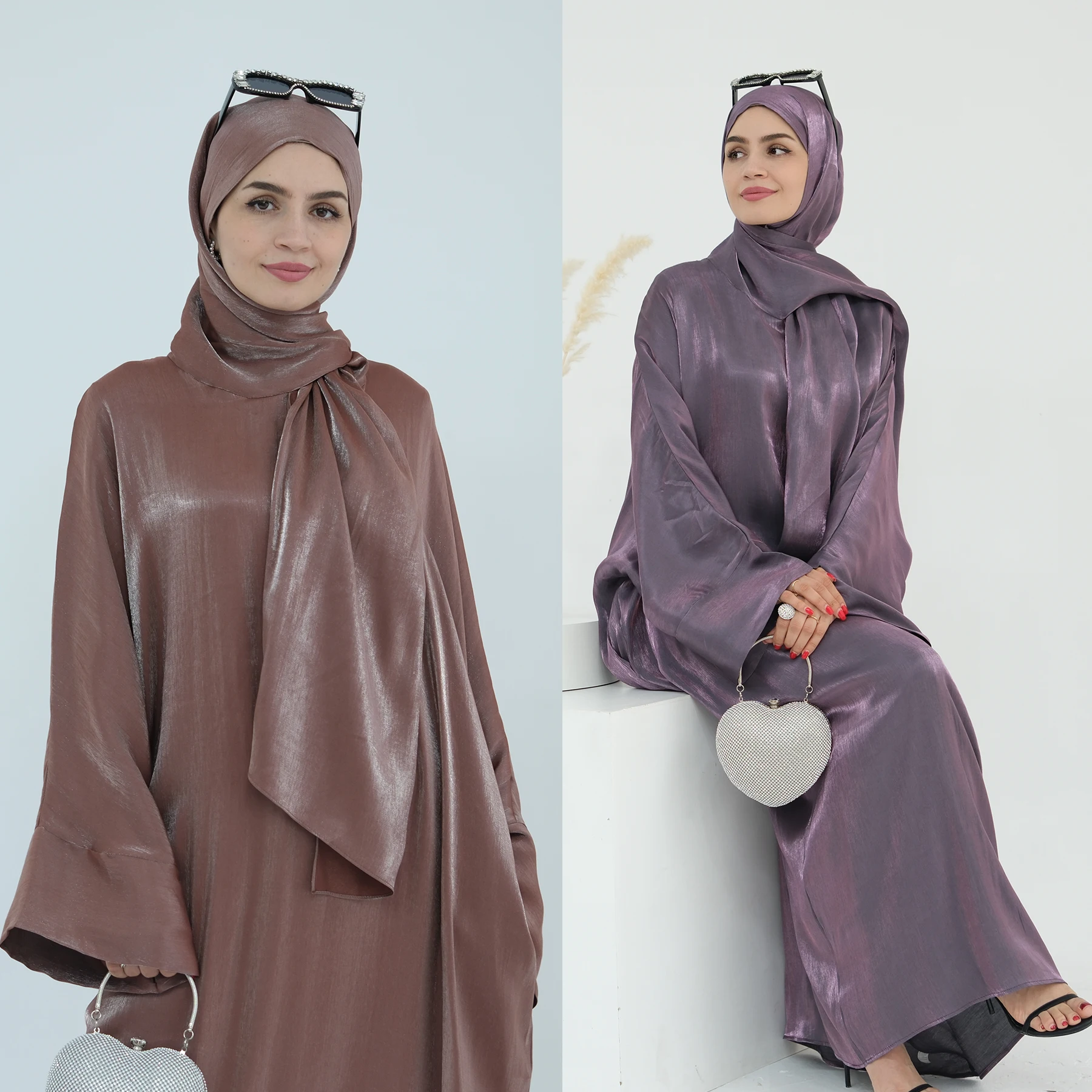 2026 New Simple Style Abaya Fashion Closed Abaya Dress With Attached Hijab Dubai Modest Abaya Women Muslim Dress