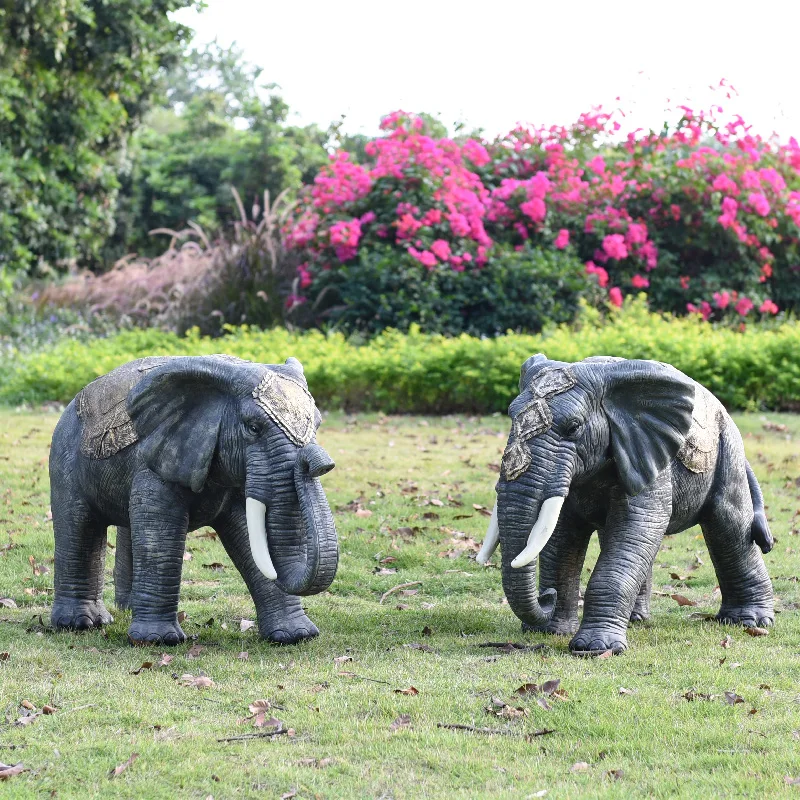 125*52*150cm Life Size Elephant Statues Resin Craft Garden Decor ...