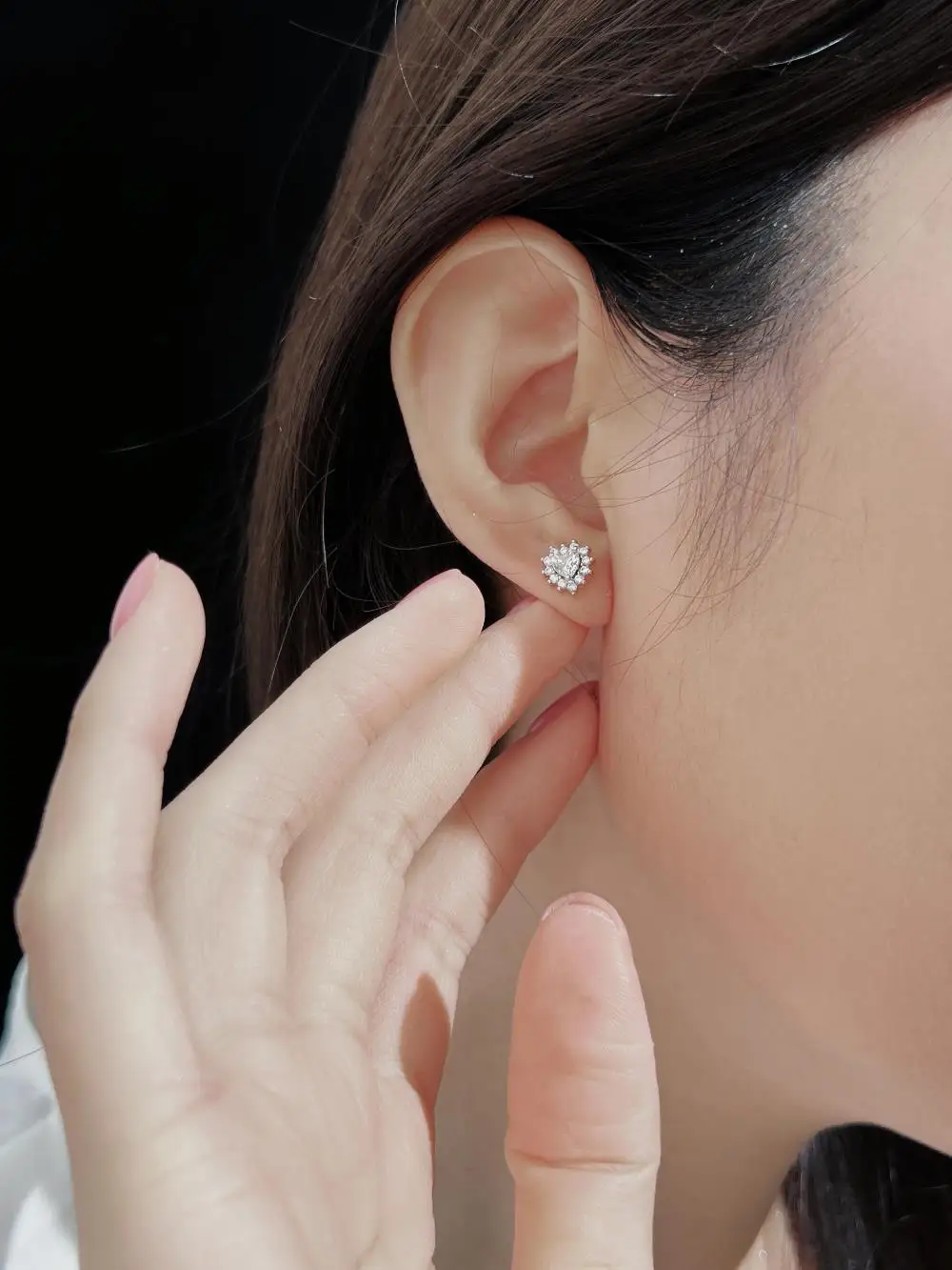 KAKODIY Full Surround Zircon Earrings Accessories Fashion 925 Sterling Silver Heart Stud Earrings detail 3
