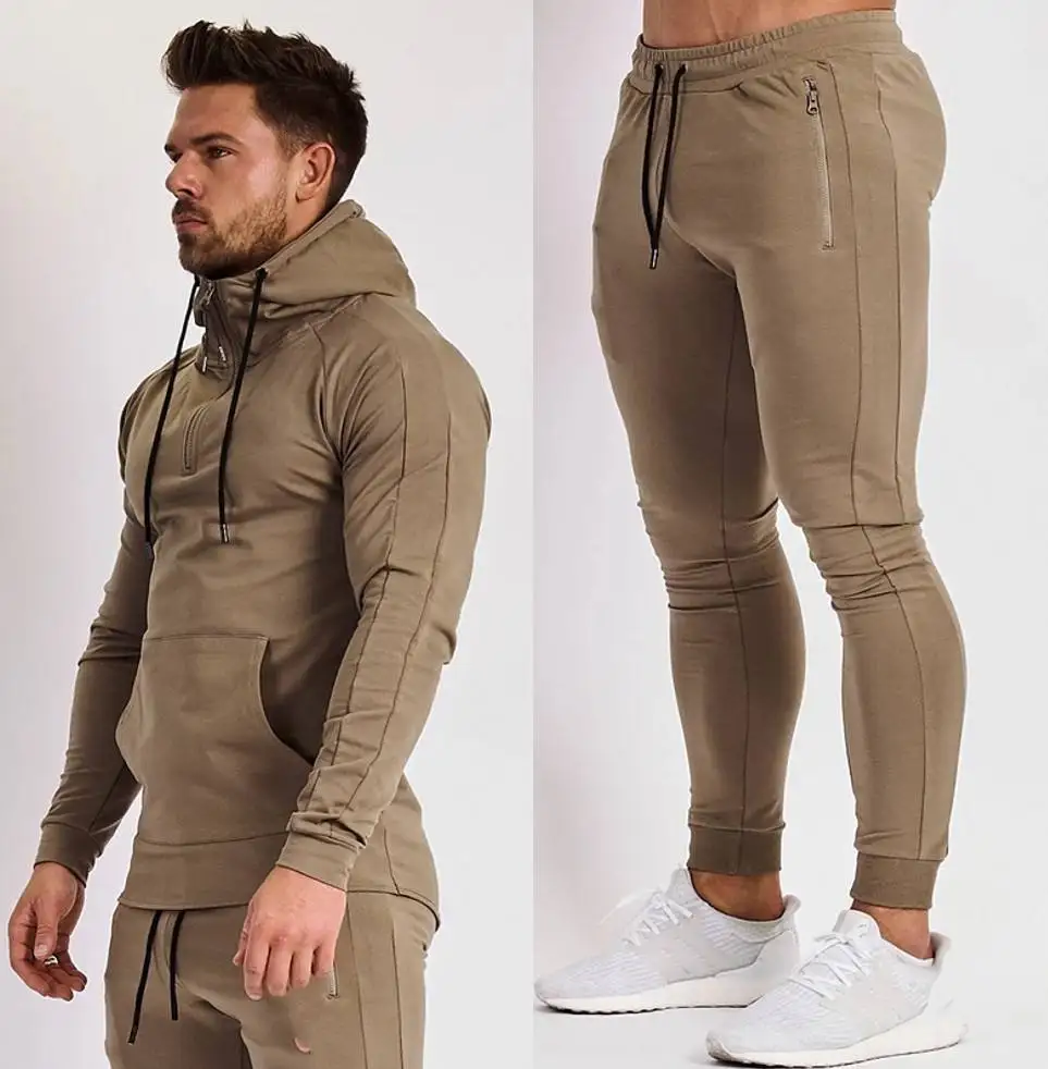 Unisex Joggers Pants Set with Quarter Zip Pullover Hoodies