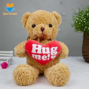 Factory Cheap Price Cute Hug Red Heart Plush Teddy Bear Stuffed Animal Toys