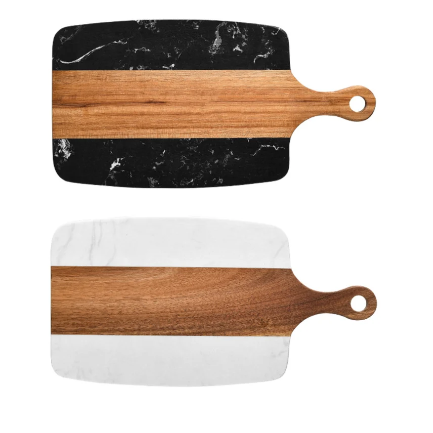 Creative Natural Rustic Handmade Cheese Eco Friendly Large Marble Bamboo Wooden Cutting Board