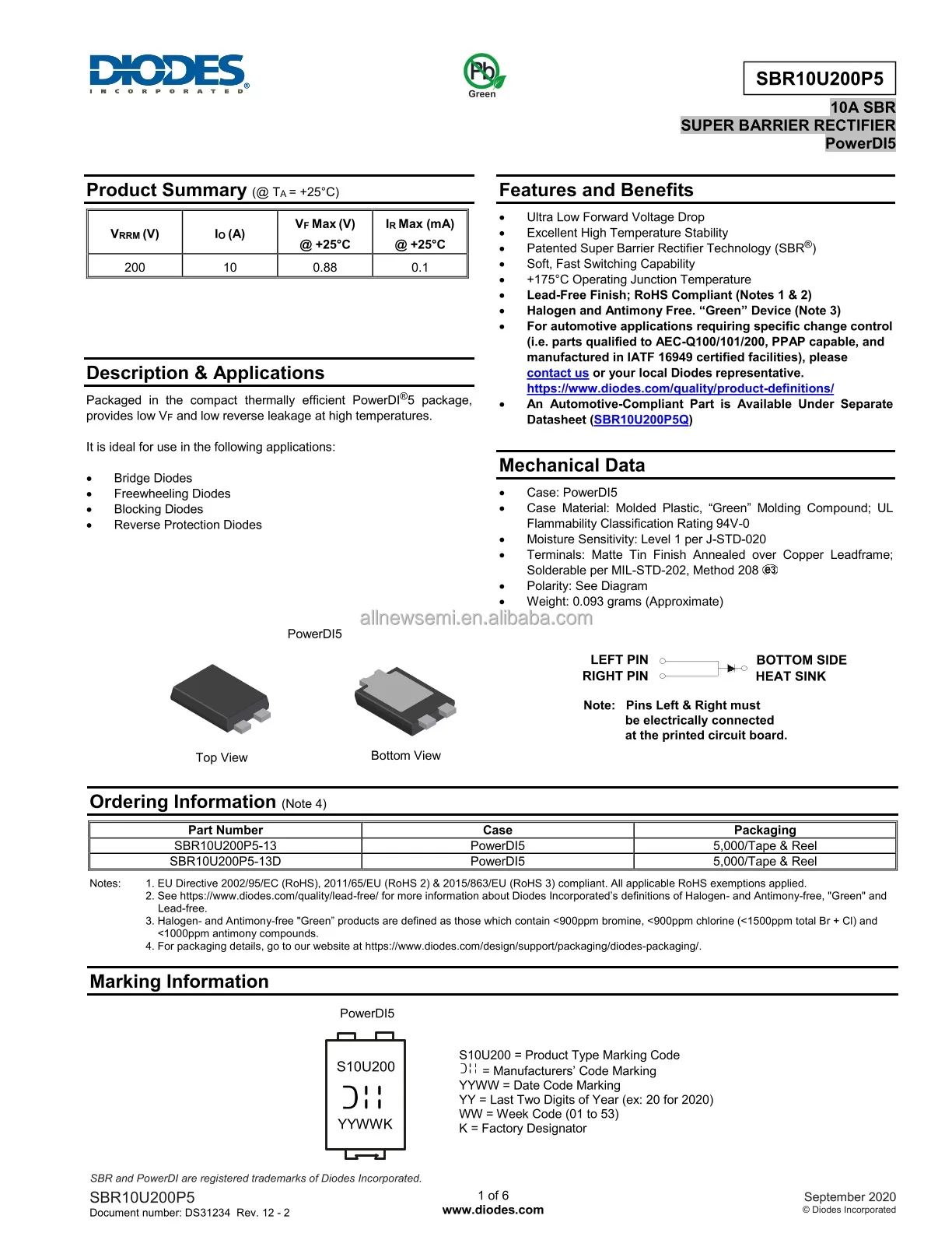 You can contact me for the best price SBR10U200P5-13 Rectifier Single DIODE 200V 10A POWERDI5 Surface Mount Hot sale Original