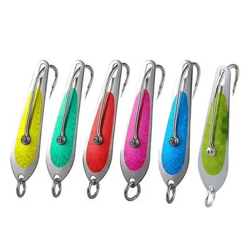 Stainless Steel Sequin 8cm 13g Single Hook Large Plate Boat Deep Sea Fishing Live Bait Printed Big Spoon – Metal Jig – view 2