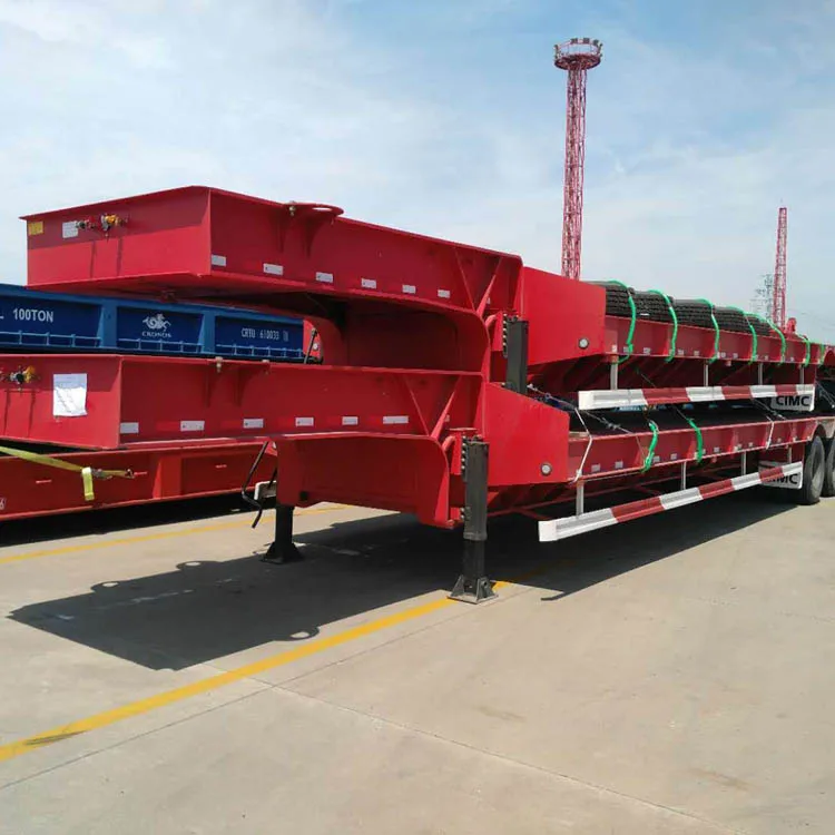 China top brand vehicle 3 Axle 70ton Low Bed Semi Trailer with Hydraulic Ramp low bed Trailer Bestsellers fast delivery