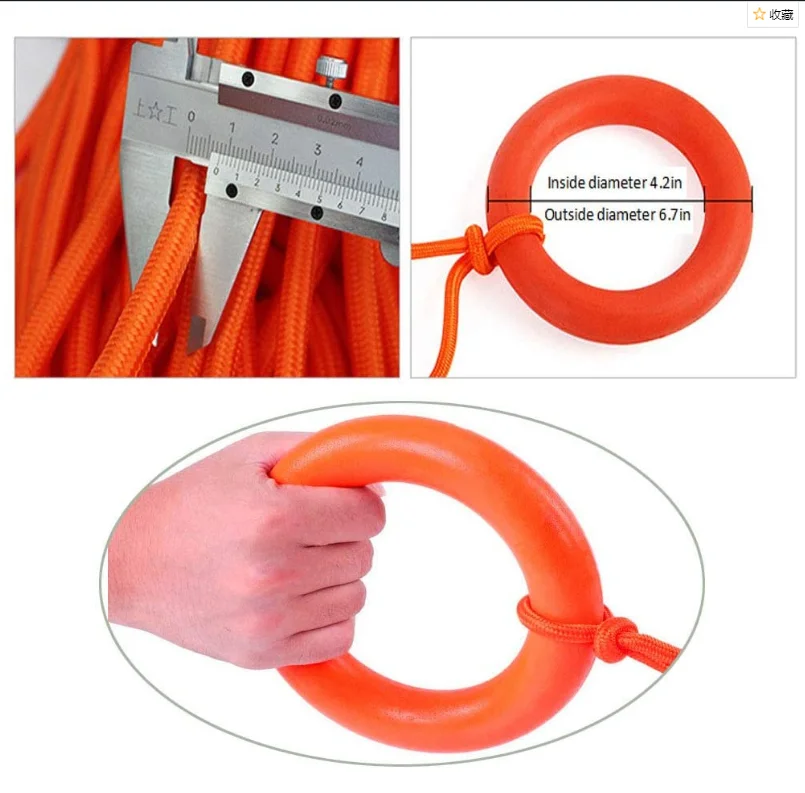 30m Floating Rescue Rope Emergency Lifesaving Rope With Locking Ring