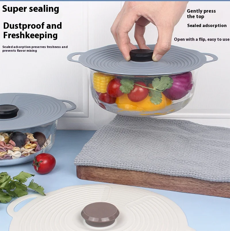 3-Piece Set Silicone Anti-Overflow Dustproof Fresh-Keeping Seal Anti-Slip Kitchen Bowl Cover Fresh-Keeping Pot Parts supplier