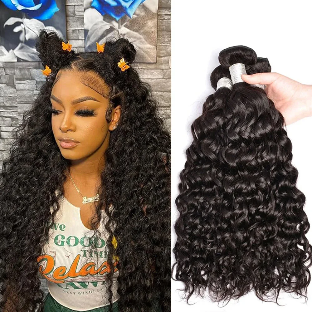 Wasserwellenbündel, 100 % Echthaar-Extensions für Frauen, peruanisches Haarbündel, rohes Echthaar, unverarbeitetes Echthaarbündel, lockiges Haar_voghion.com