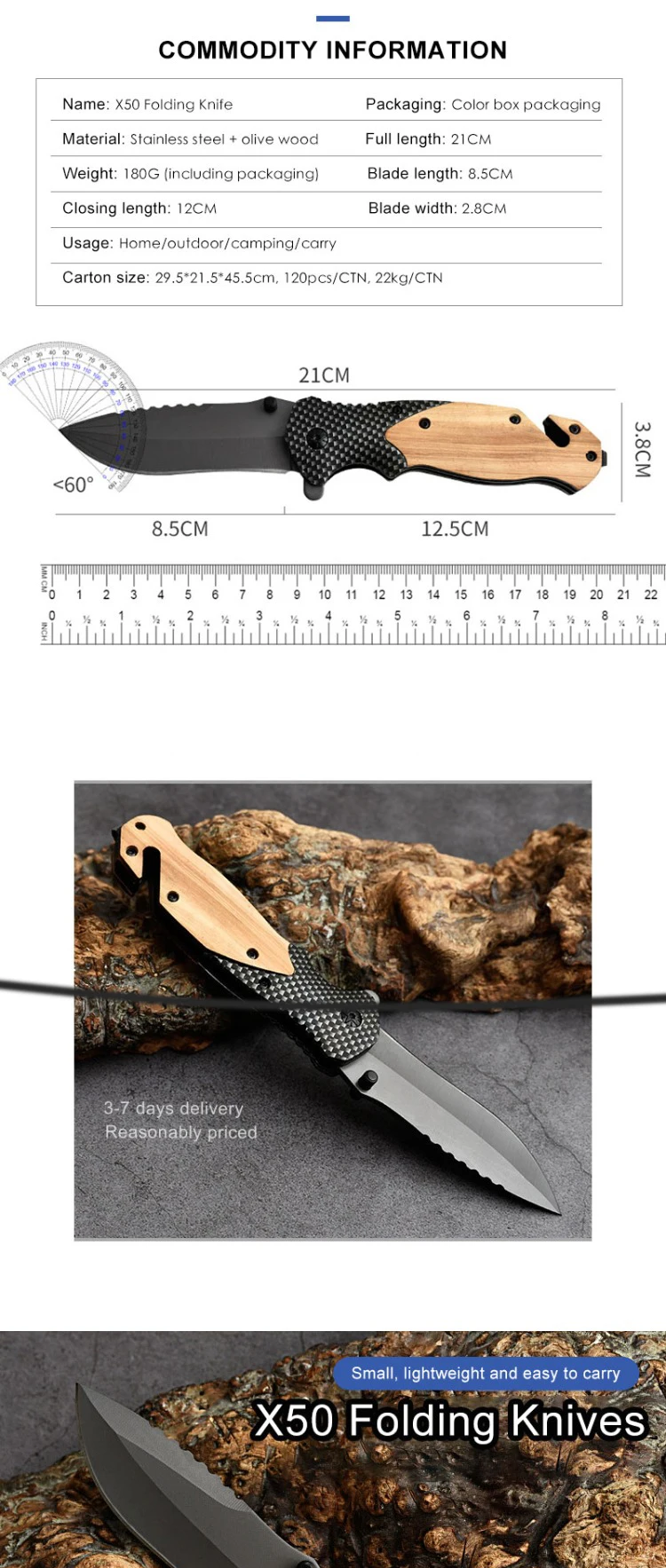 Folding Hunting Knife Cool Folding Knife X50 Steel Wild Use Folding