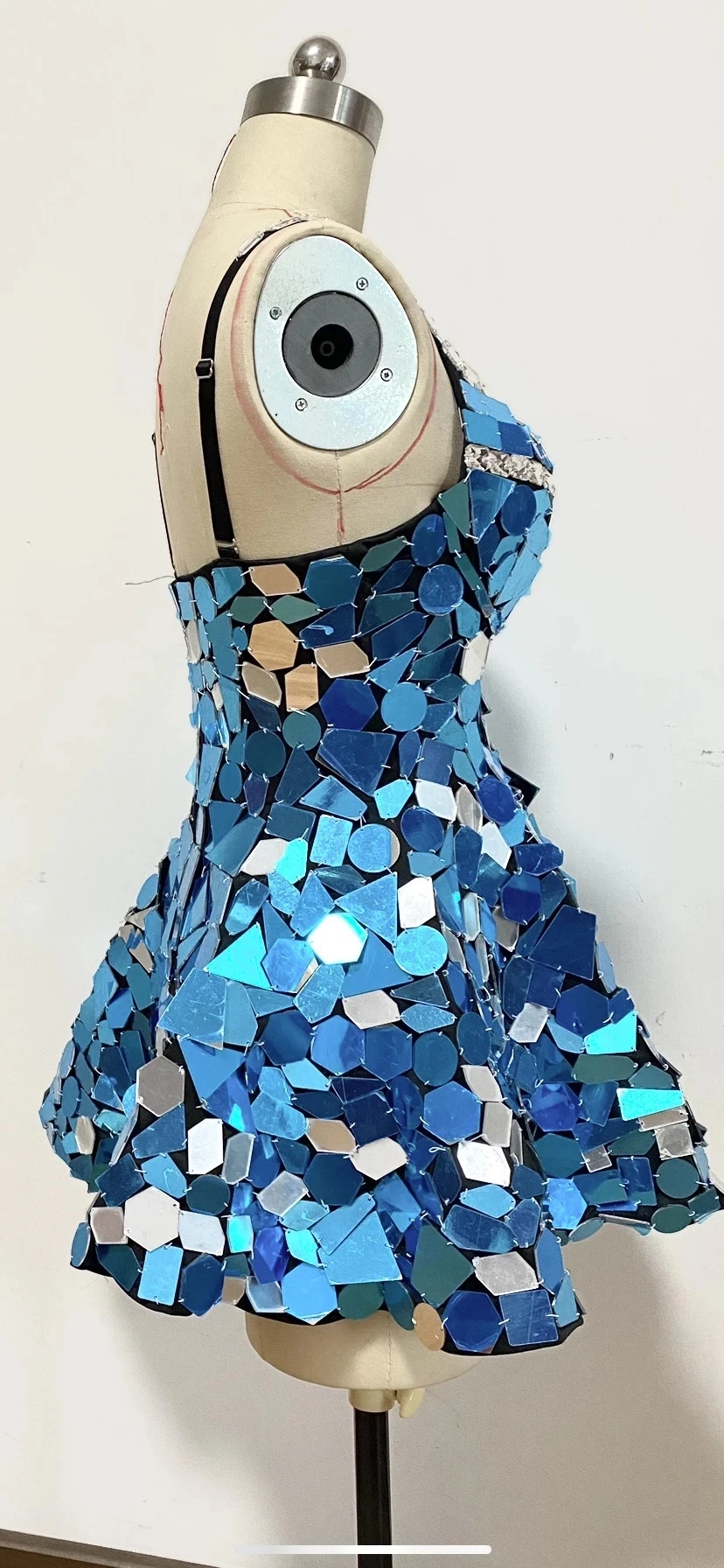 Broken CD Dress - Sparkly Mirror Rhinestone Sling Short Dress