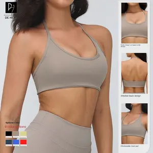 Backless Sports Bra High Support Crisscross Straps U-Neck Yoga Sujetadores Deportivos Halter Running Women's Fitness Sports Bra