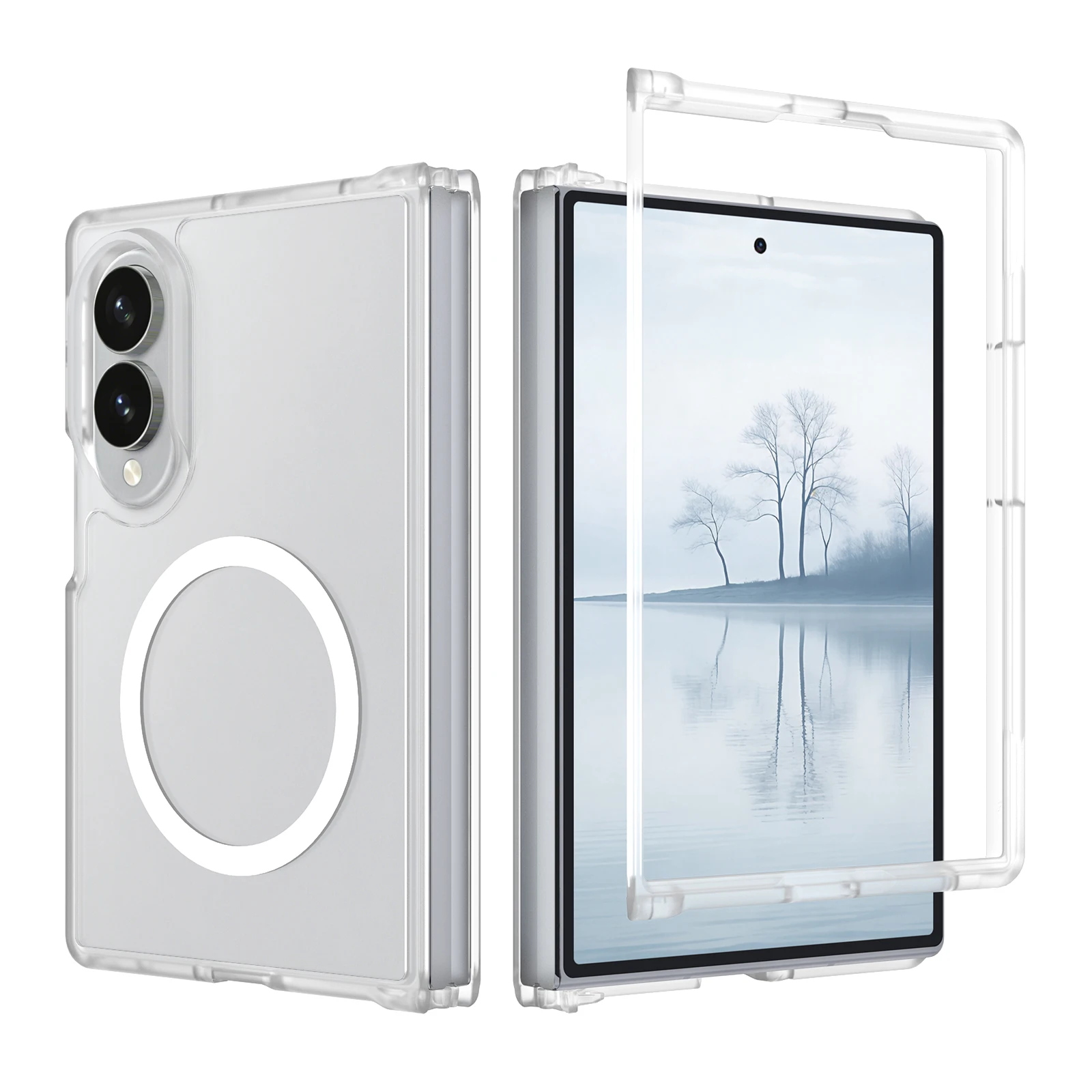 Wholesale Transparent Matte Phone Case for Samsung Galaxy Z Fold 8 7 6 Magnetic Covers Customization Supported