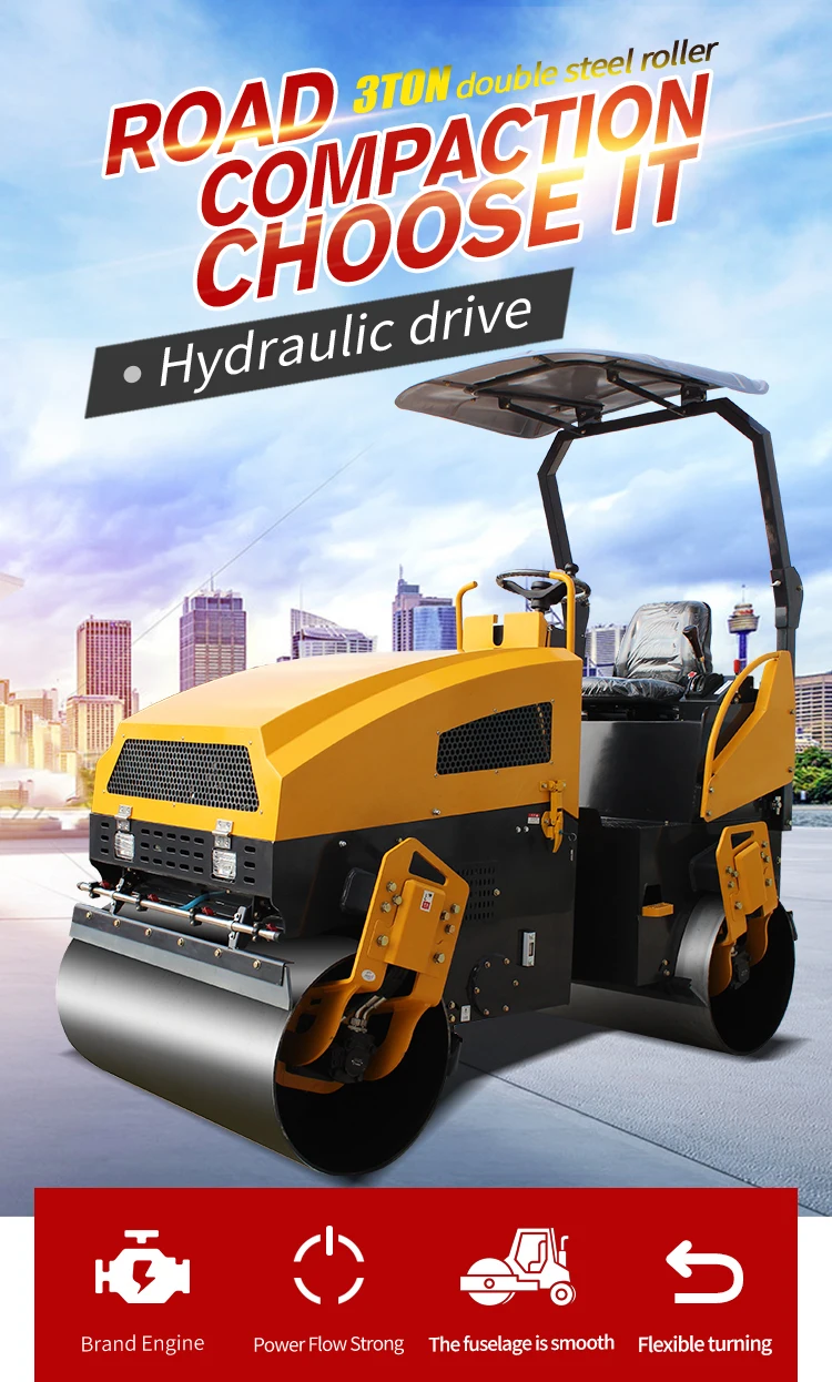 Two-wheel 3 Tons Small Road Roller 2.5 Tons Asphalt Compactor| Alibaba.com