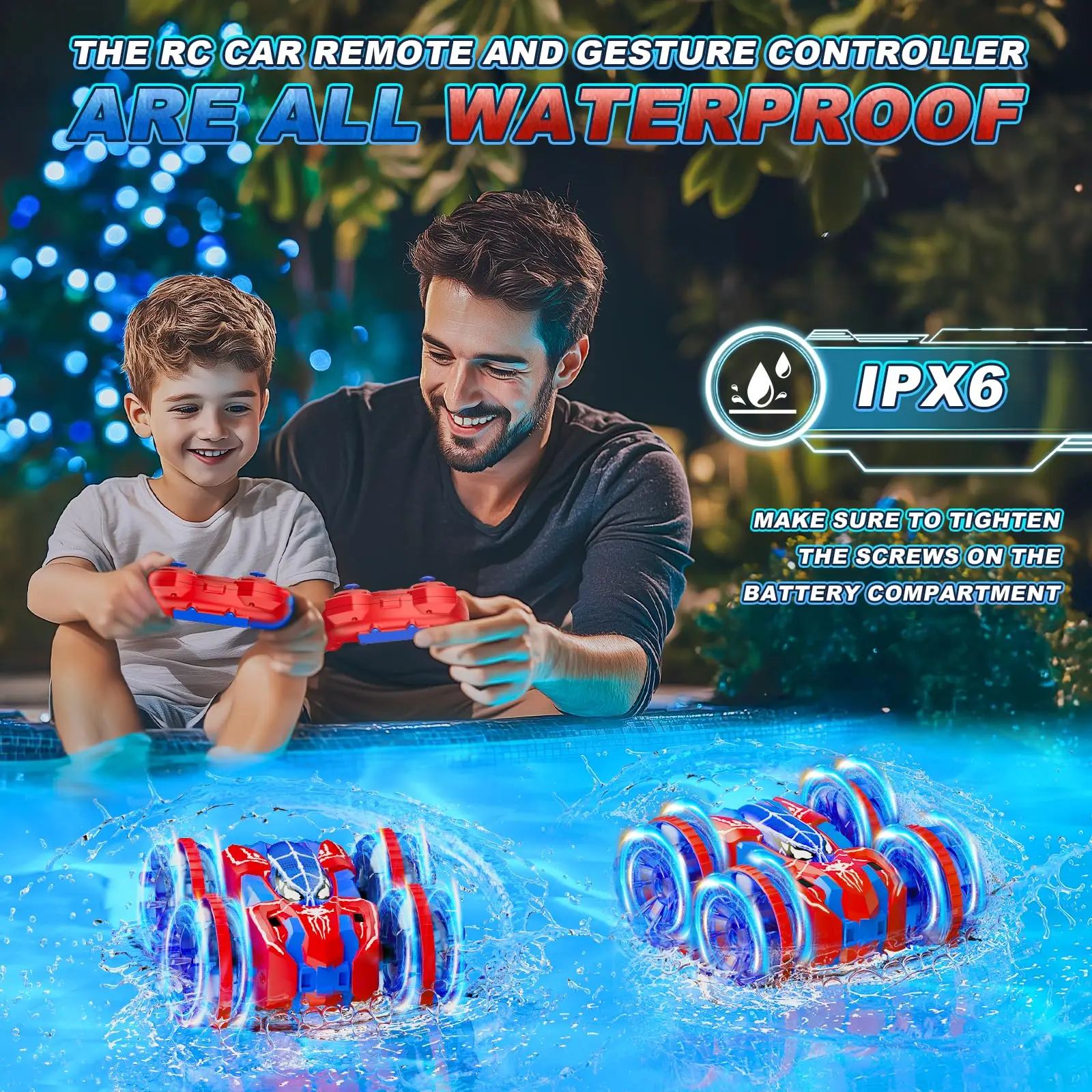 2025 Trending 4WD Light Mini RC Stunt Racing Drift Cars Kids Small Waterproof Amphibious Spider Remote Control Car for Children