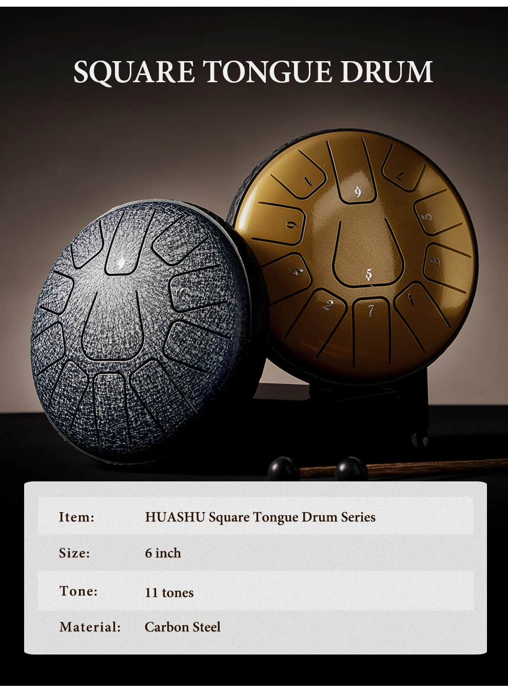 Huashu Tongue Drums For Adults 6 10 12 Inch 8 11 13 15 Notes With Mucis