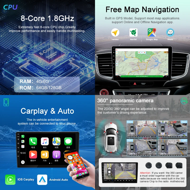 7862S Car Radio - Android 12, 9 Inch, 8core Universal Headunit