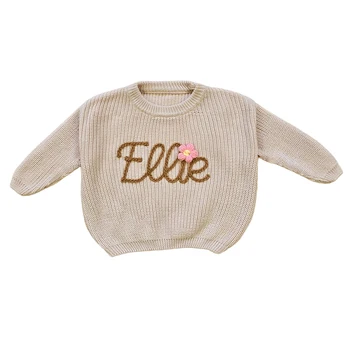 Personalized Hand embroidered Name Baby Sweater custom Baby Name Sweater Sweater With Name Birthday Gift Baby Girls Boy