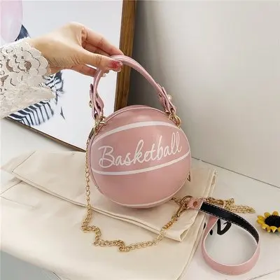 Hot Selling Custom logo Bag Round Shape Basket Ball Wholesale Cute Bags  Handbag Basketball Leather Purse