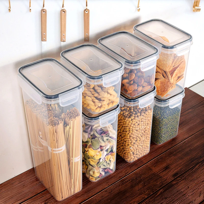 Set 3 Contenitori Alimentari Ermetici Con Coperchio - Trasparenti Impilabili - Plastica Senza BPA - 3