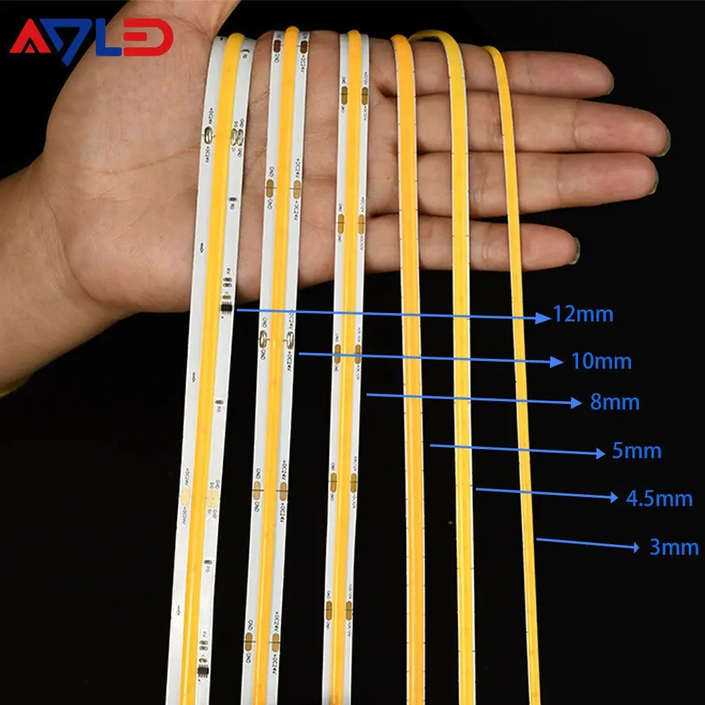 Support Custom Led Rope 3 4.5 5 8 10 12 mm 12v 24v 320 420 480 504 528 576 630 640 810 840 896chips Cob Led Strip Ribbon