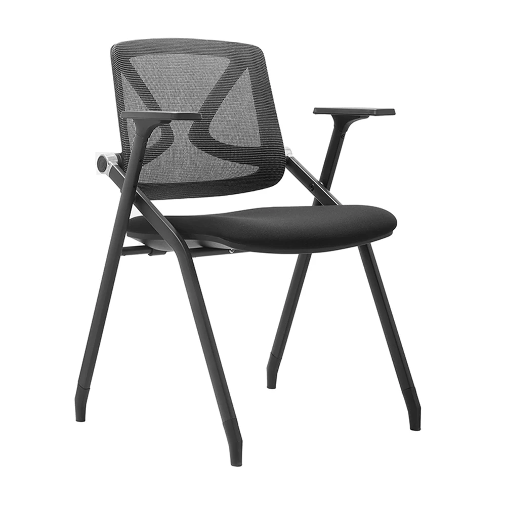 product modern black padded training chairs office school use folding design conference chairs with writing pad for living room-101