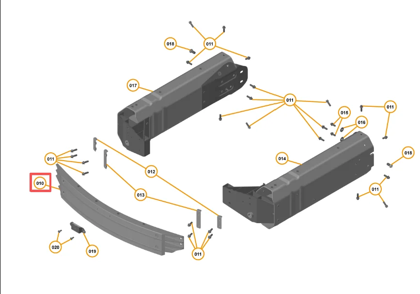 Wholesale Body Parts For Cars Aluminium Front bumper inner reinforcement For Mclaren 720S 14AA239CP supplier