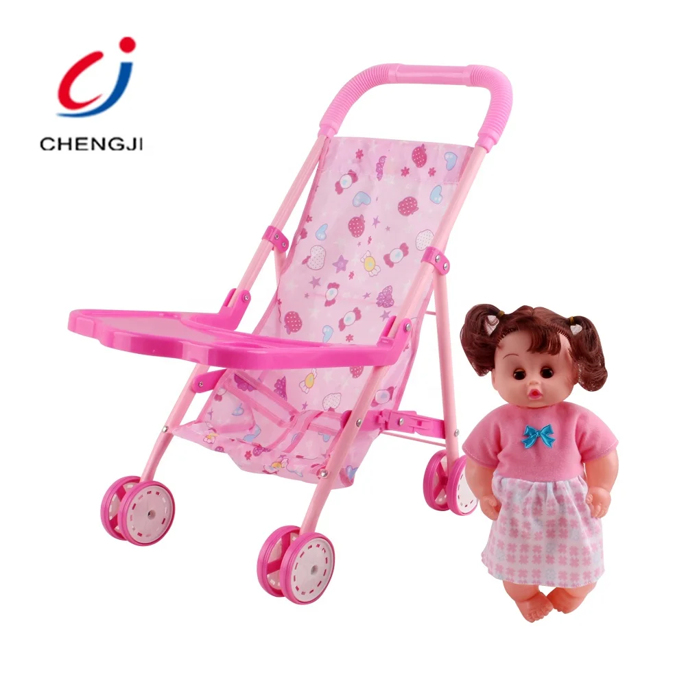 Ролевая игра, милая розовая кукла для новорожденных, тележка, железная складная игрушка, набор колясок