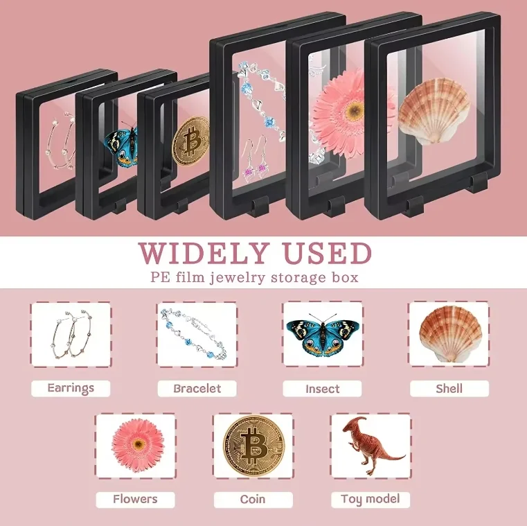 Enenes Coin Display Case, 10 PCS 10 3D Frames Black, Black