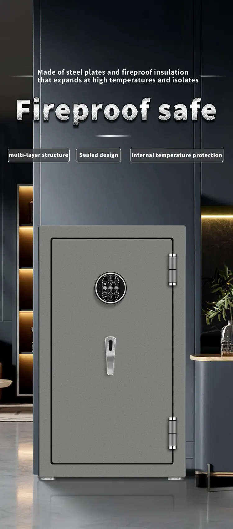 CEQSAFE Steel Digital Safe Heavy-Duty Fireproof Safe Box with Password and Thickened Household Mechanical Lock supplier