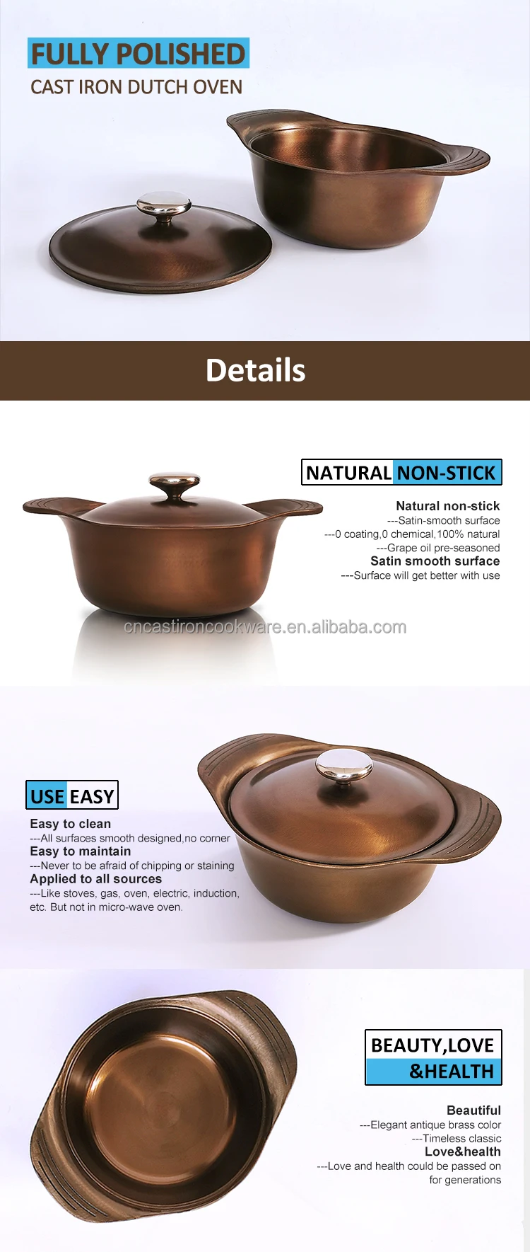 Satin Smooth Polished Cast Iron Cookware Nonstick Pot Vintage American