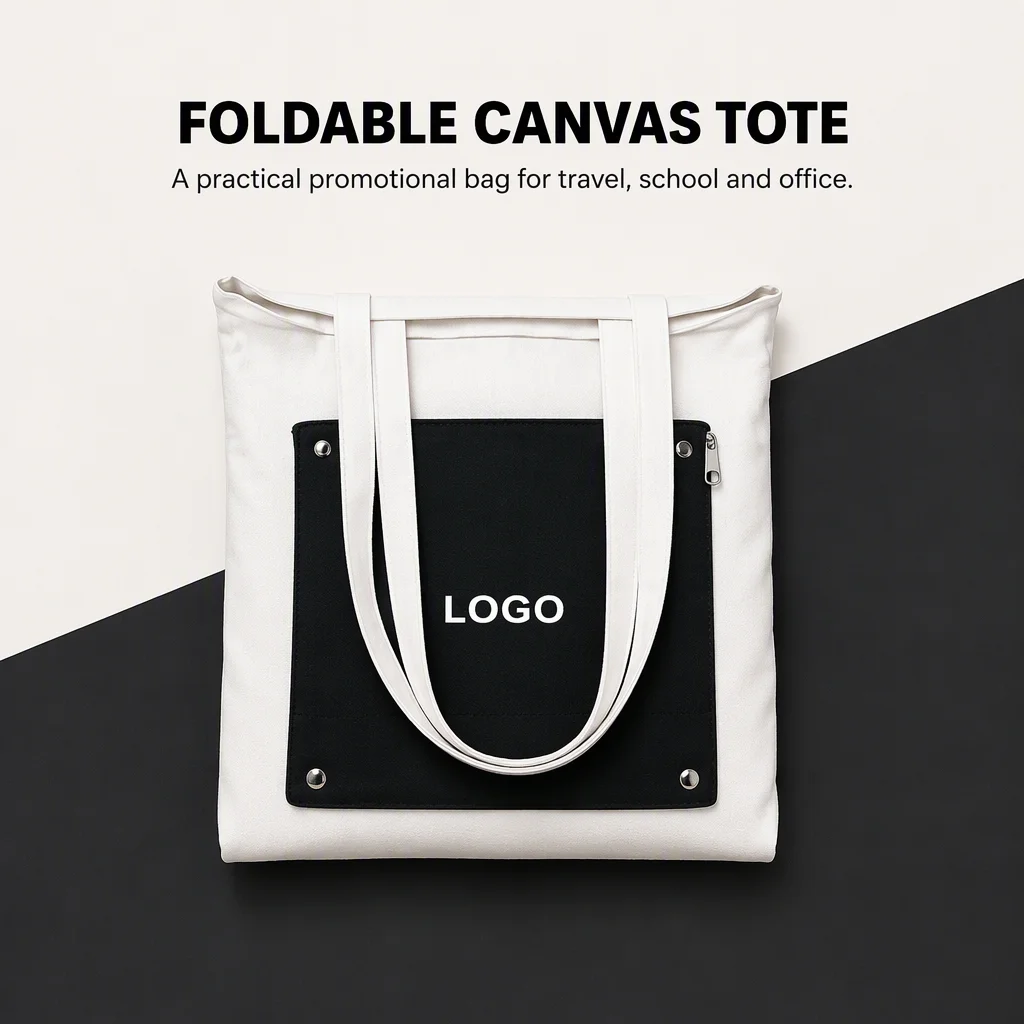 Custom logo Canvas Tote Bag Printed Text Eco-friendly Shopping Bag Folding Canvas Bag Shoulder Bag Promotional Gifts