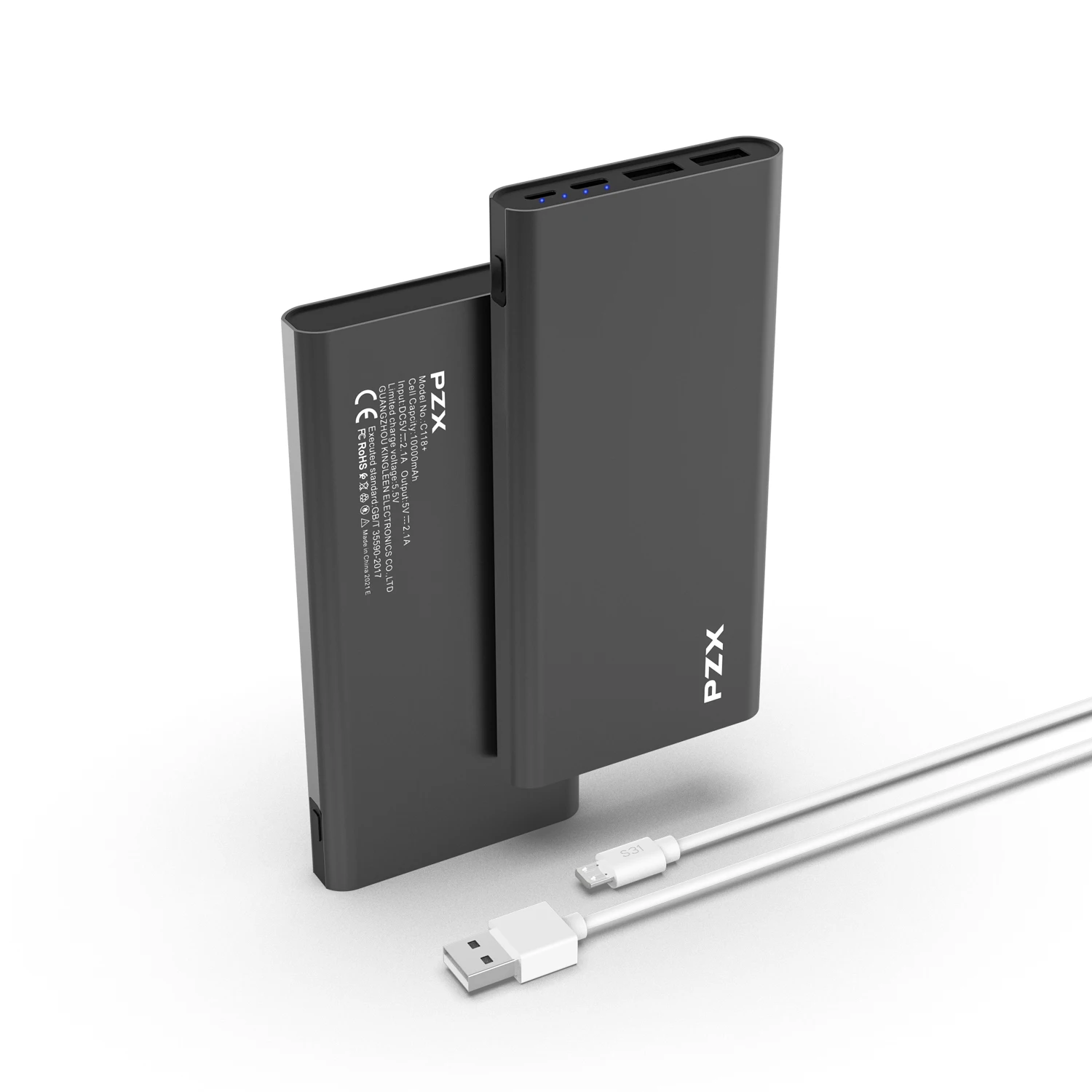 PZXC118ユニバーサルパワーバンク10000mAhポータブル充電器外部